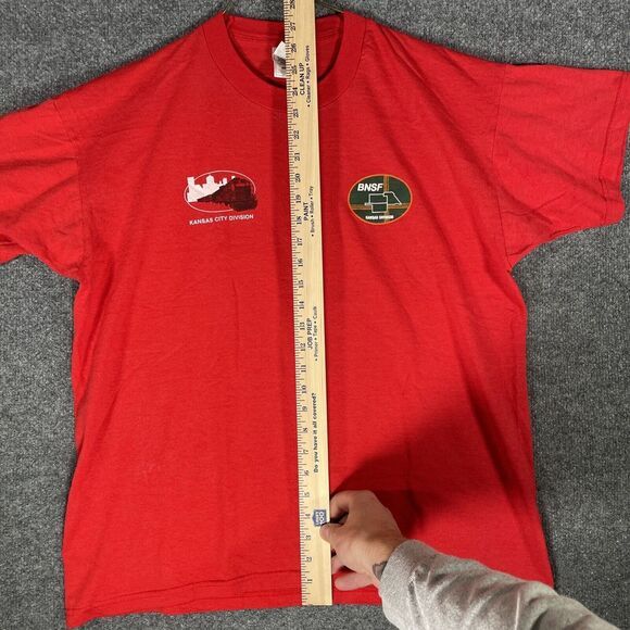 BNSF Vintage 90s T Shirt Red Men's XL‎ Kansas City division - Picture 5 of 7